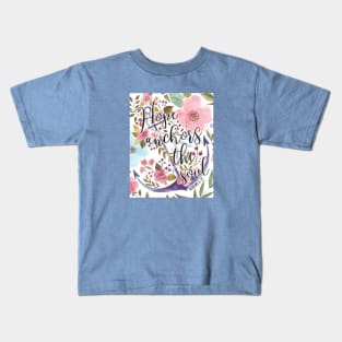 Hope Anchors The Soul - Floral Bible Verse Art Kids T-Shirt